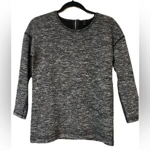 NWOT J. Crew Wool Blend Top Grey/black Size XS exposed zipper, wool, preppy